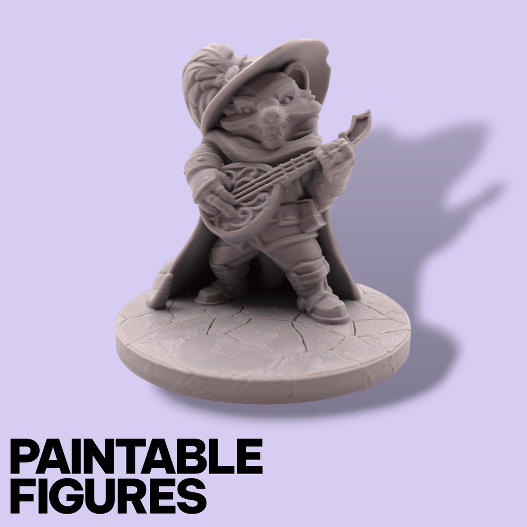 Rat Bard Fantasy Miniature – 75mm Paintable Scale Figure | Tabletop RPG Lute Player Minstrel
