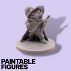Rat Bard Fantasy Miniature – 75mm Paintable Scale Figure | Tabletop RPG Lute Player Minstrel