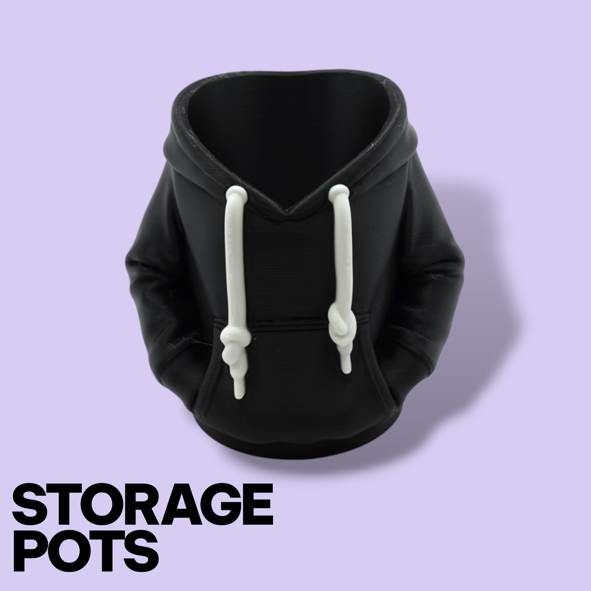 3D Printed Hoodie Storage Pots – Quirky Desk Organizer & Novelty Can Holder