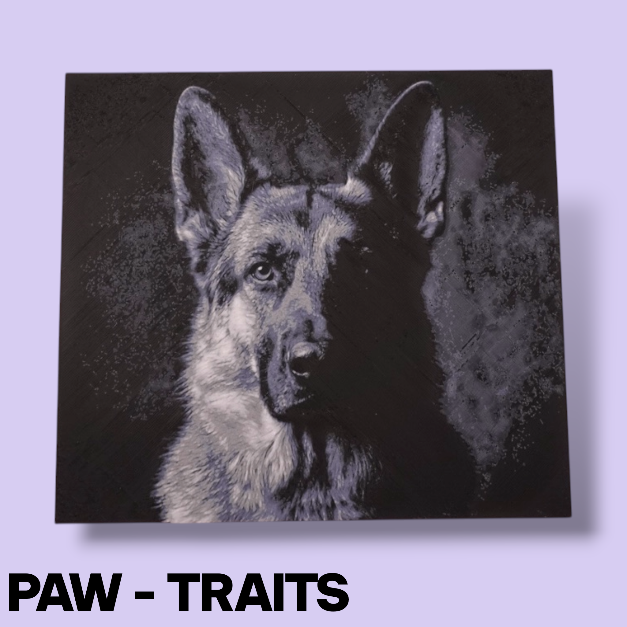Monochrome "Paw-Traits" Textured Dog Art – 3D Printed Filament Painting (200x150mm)