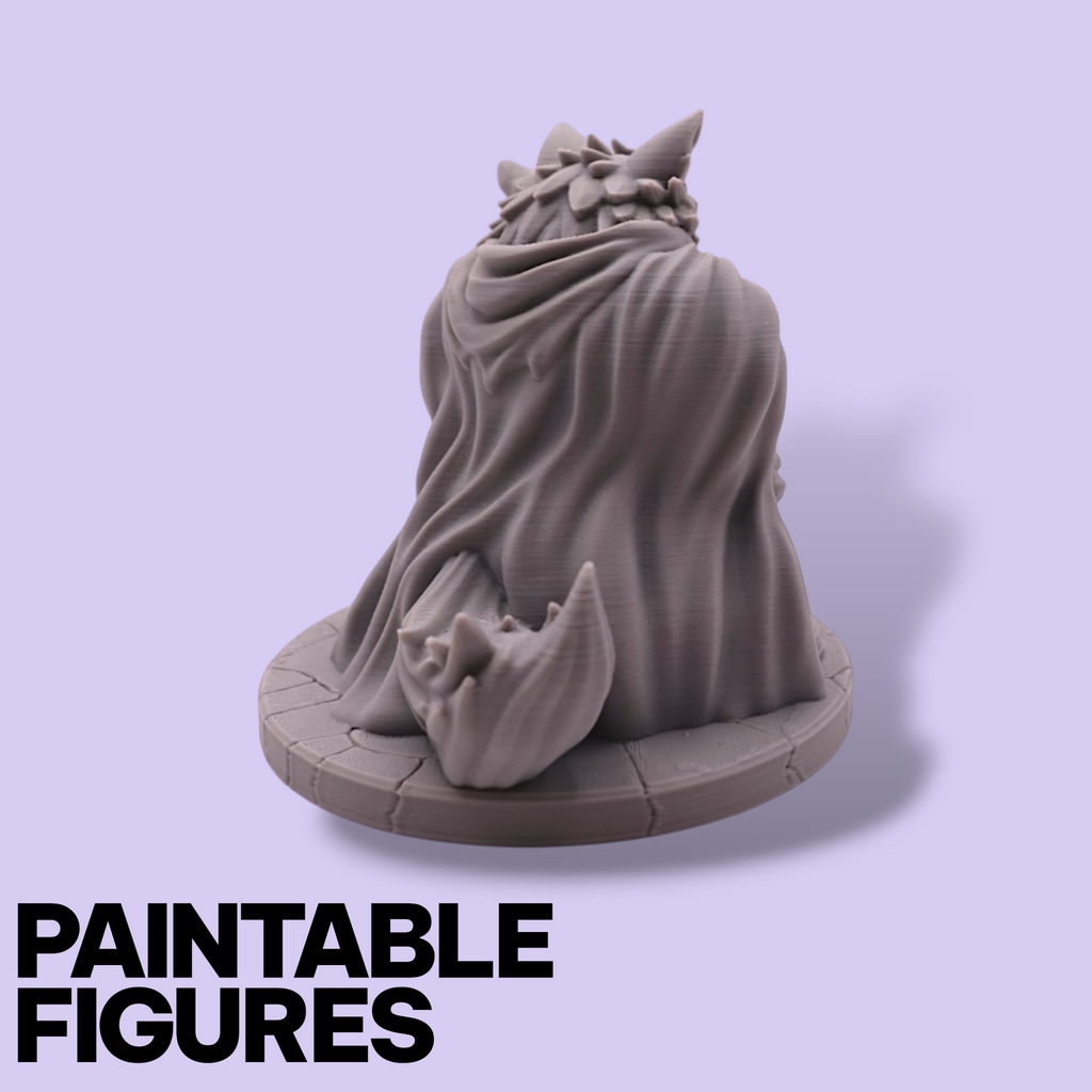 Axeman Wolf Fantasy Miniature – 75mm Paintable Scale Figure | Tabletop RPG Barbarian Warrior