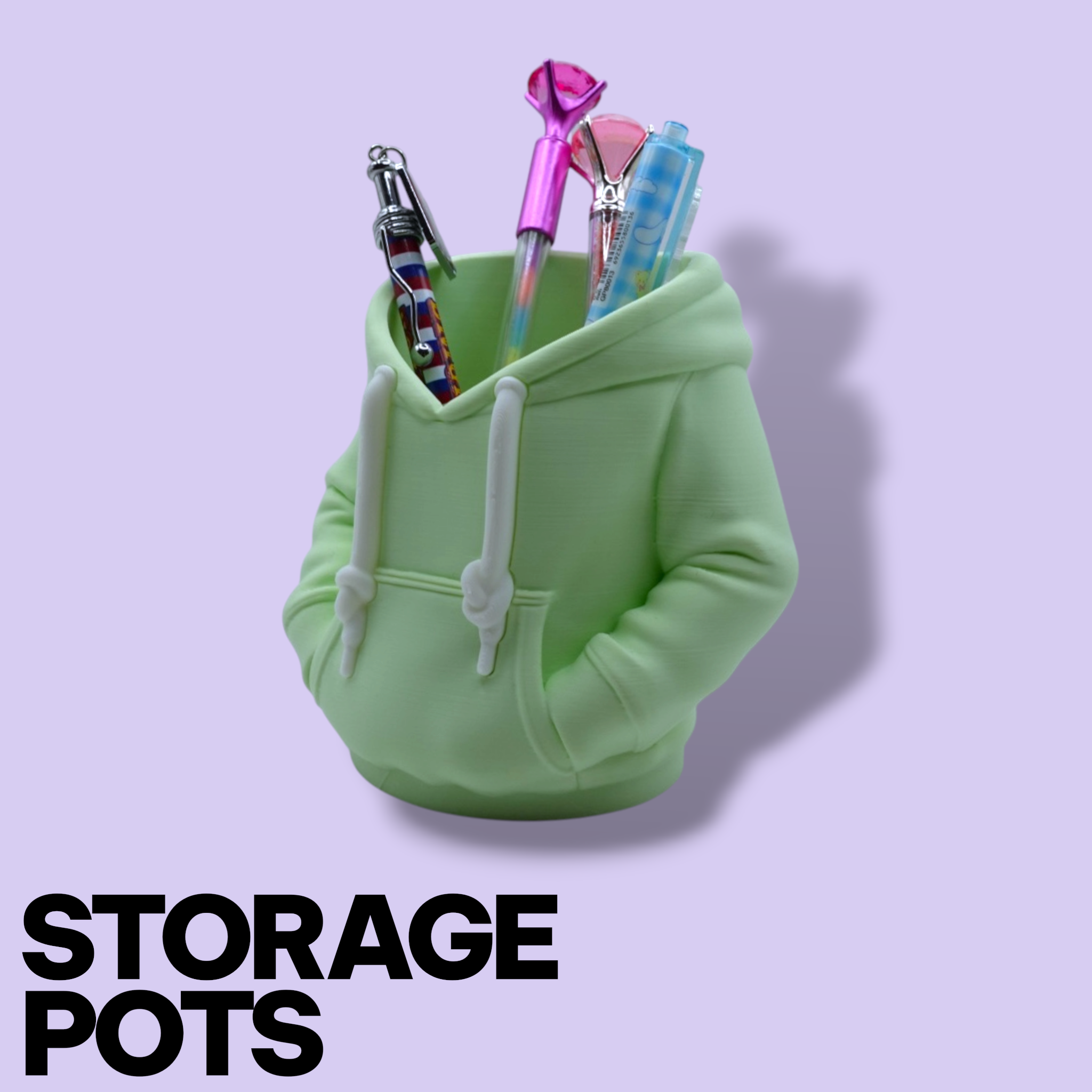 3D Printed Hoodie Storage Pots – Quirky Desk Organizer & Novelty Can Holder