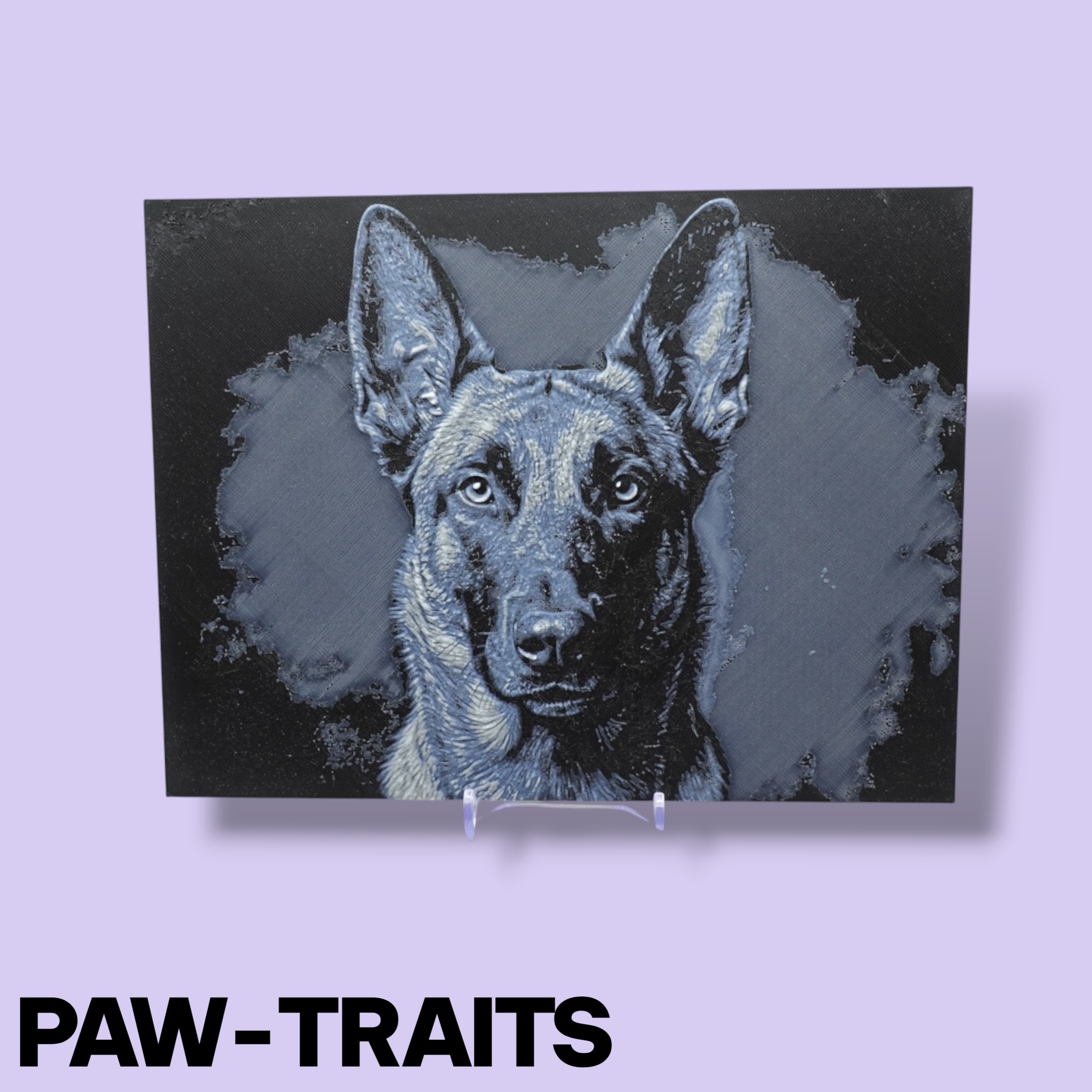Monochrome "Paw-Traits" Textured Dog Art – 3D Printed Filament Painting (200x150mm)