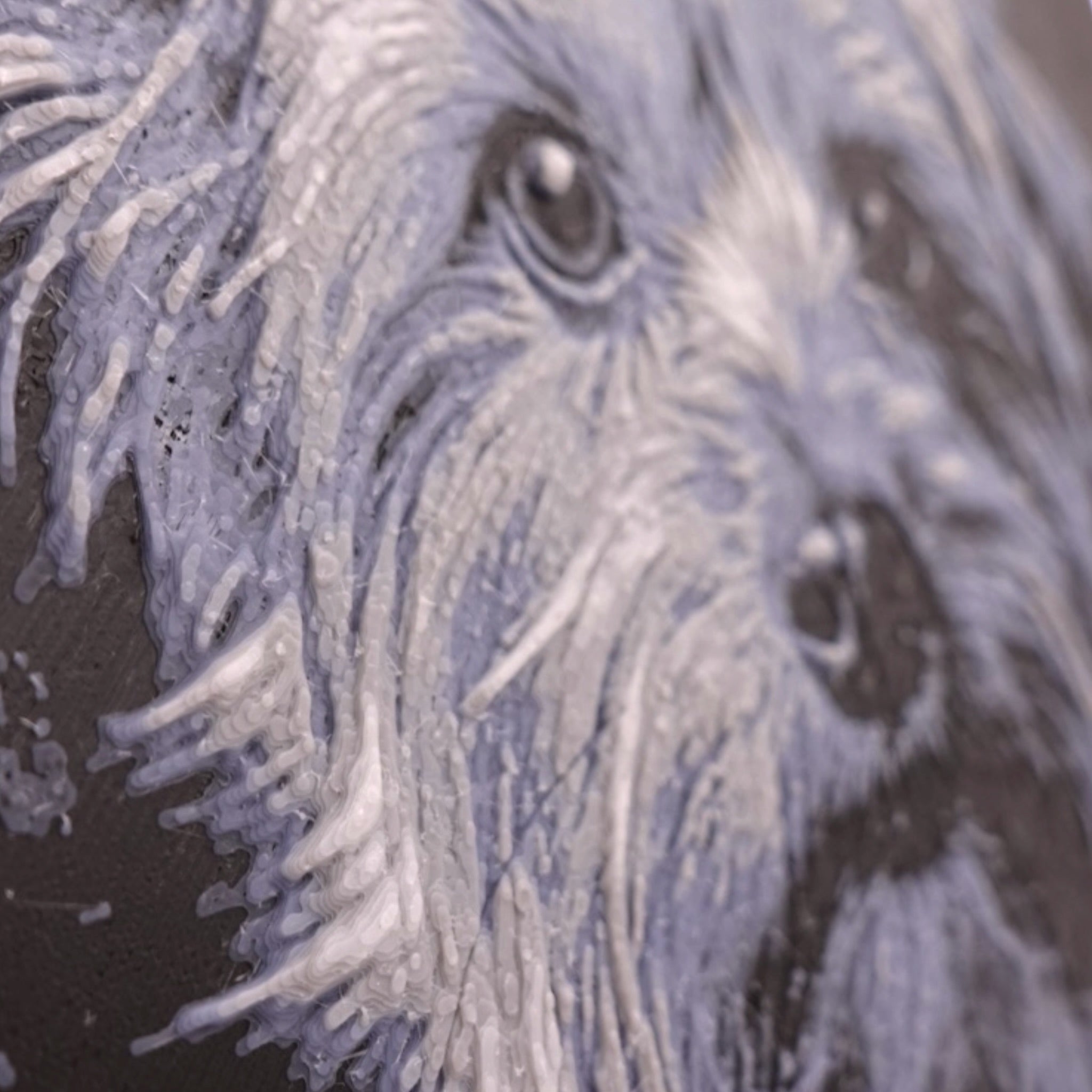 Monochrome "Paw-Traits" Textured Dog Art – 3D Printed Filament Painting (200x150mm)