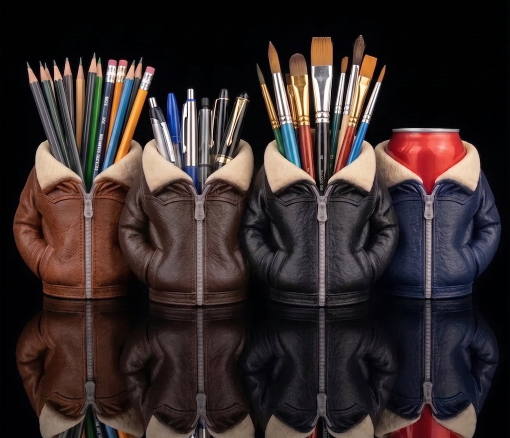 3D Printed Jacket Storage Pots – Quirky Desk Organizer & Novelty Can Holder