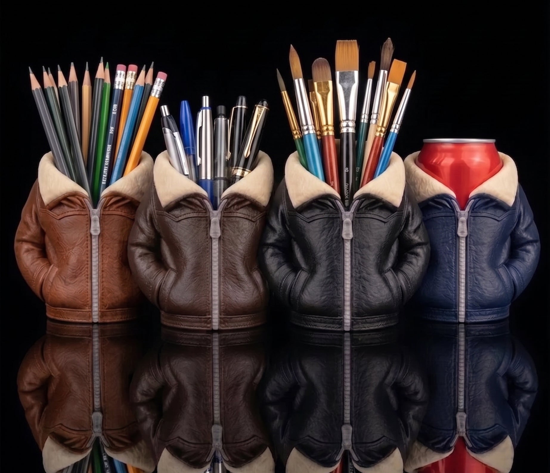 3D Printed Jacket Storage Pots – Quirky Desk Organizer & Novelty Can Holder