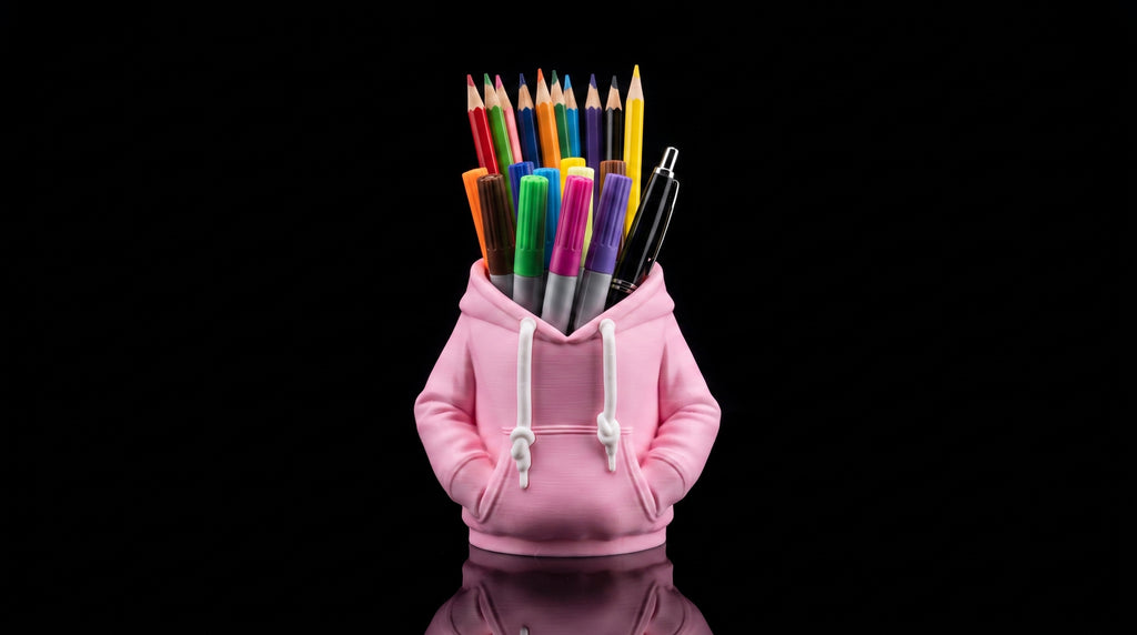 3D Printed Hoodie Storage Pots – Quirky Desk Organizer & Novelty Can Holder