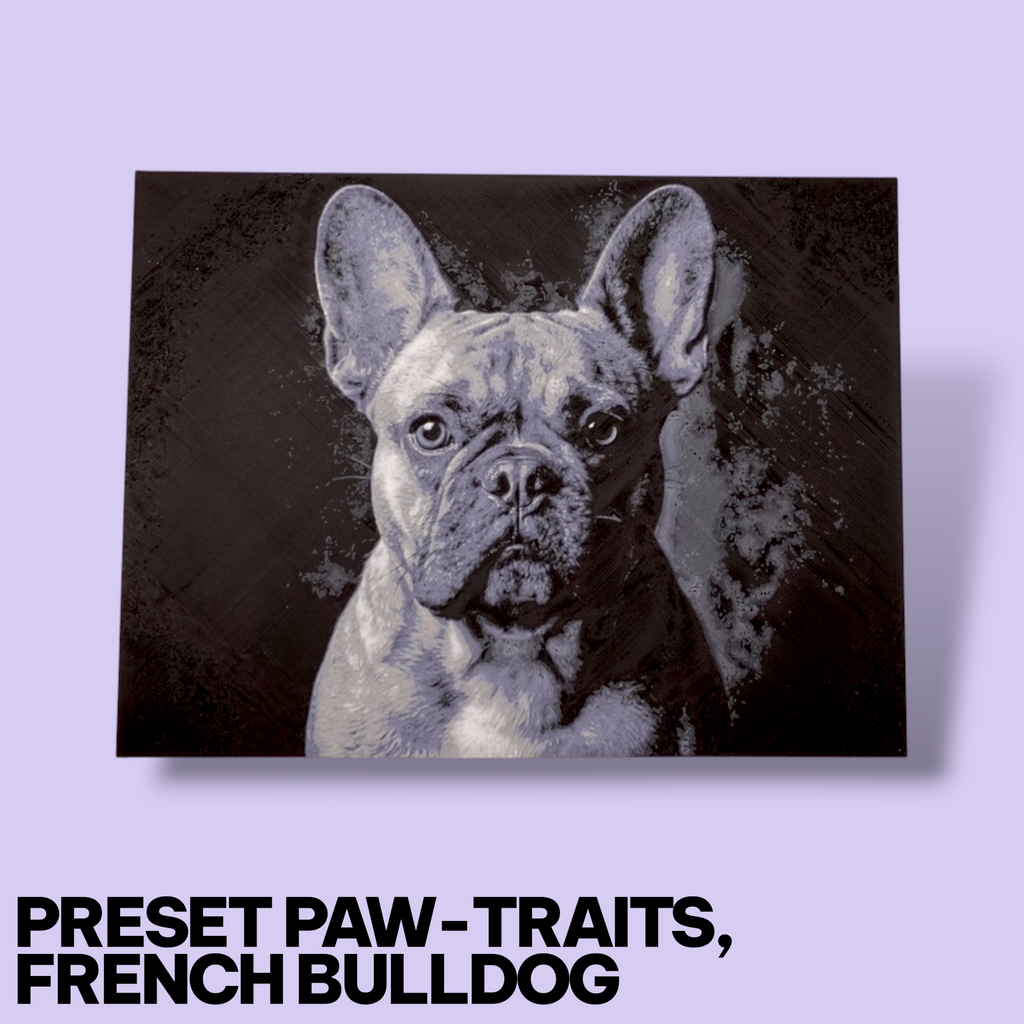 Monochrome "Paw-Traits" Textured Dog Art – 3D Printed Filament Painting (200x150mm)
