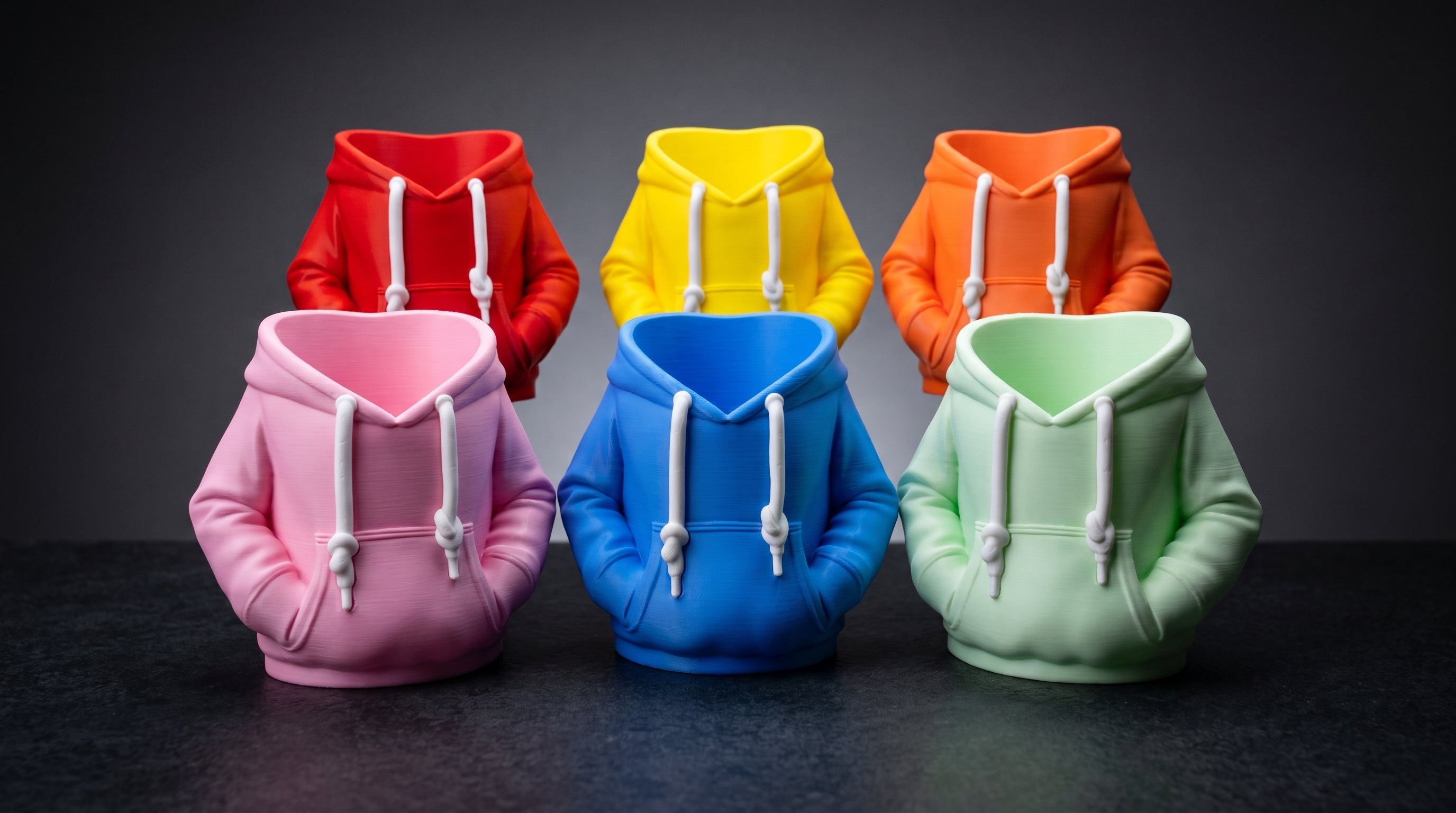 3D Printed Hoodie Storage Pots – Quirky Desk Organizer & Novelty Can Holder