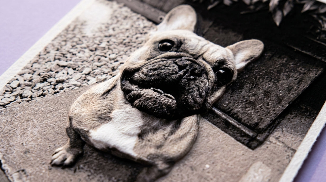Custom Pet Photo "Paw-Trait" – Personalized 3D Textured Art Print & Display Stand