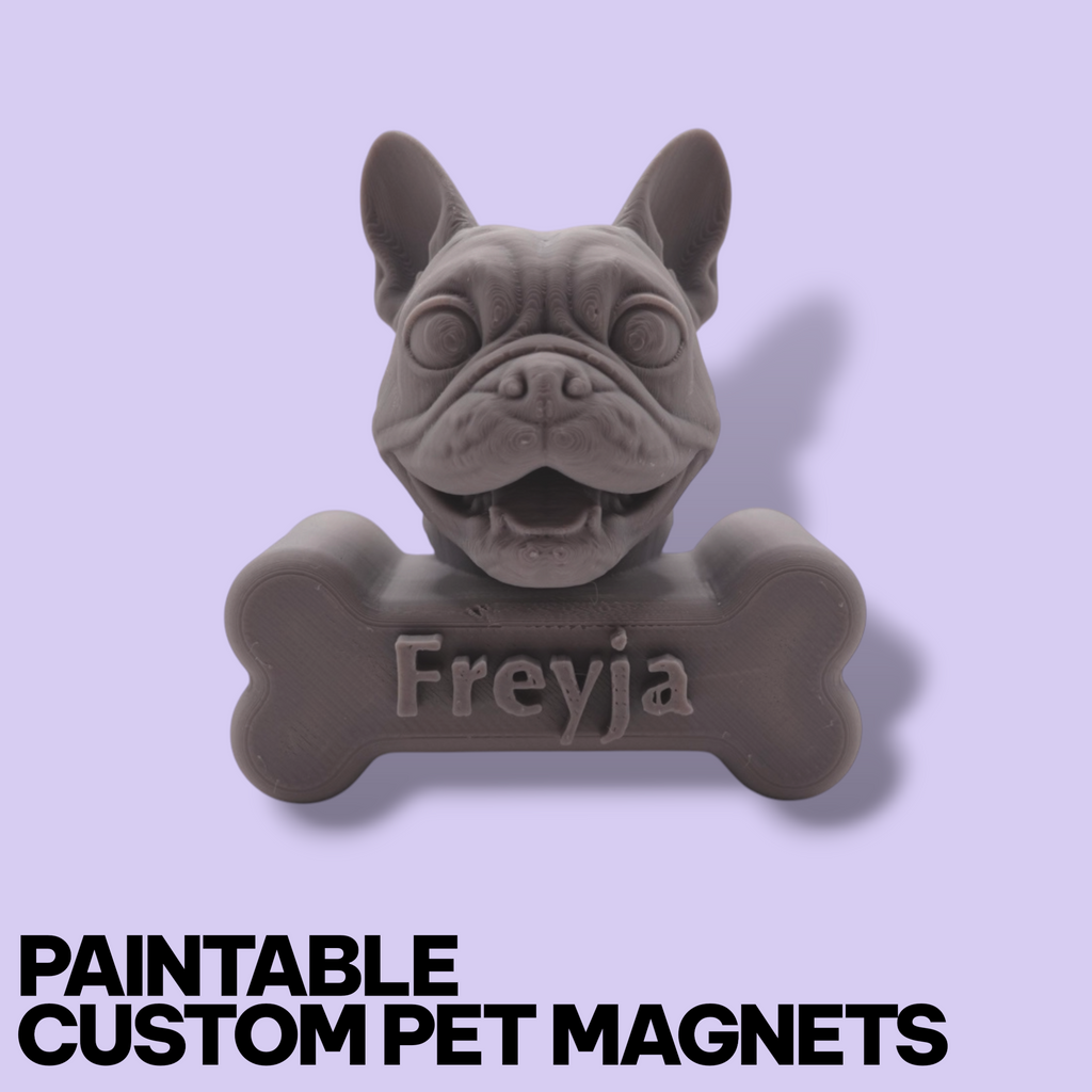 Custom Pet Fridge Magnet – Personalized 3D Portrait (Paintable or Pre-Painted)