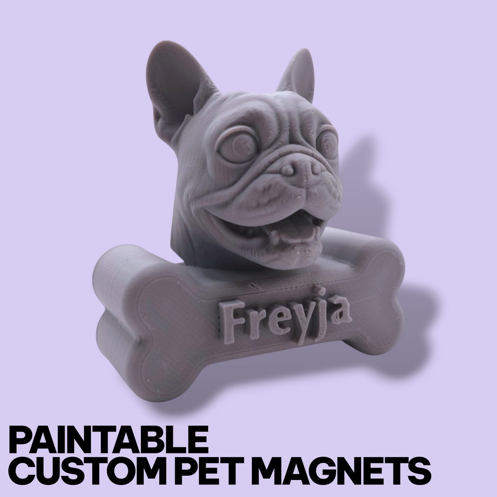 Custom Pet Fridge Magnet – Personalized 3D Portrait (Paintable or Pre-Painted)