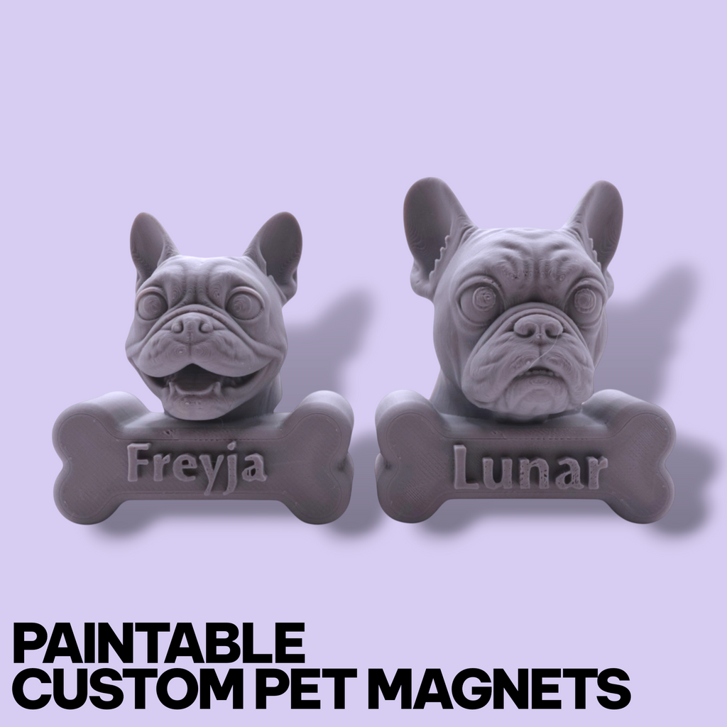 Custom Pet Fridge Magnet – Personalized 3D Portrait (Paintable or Pre-Painted)