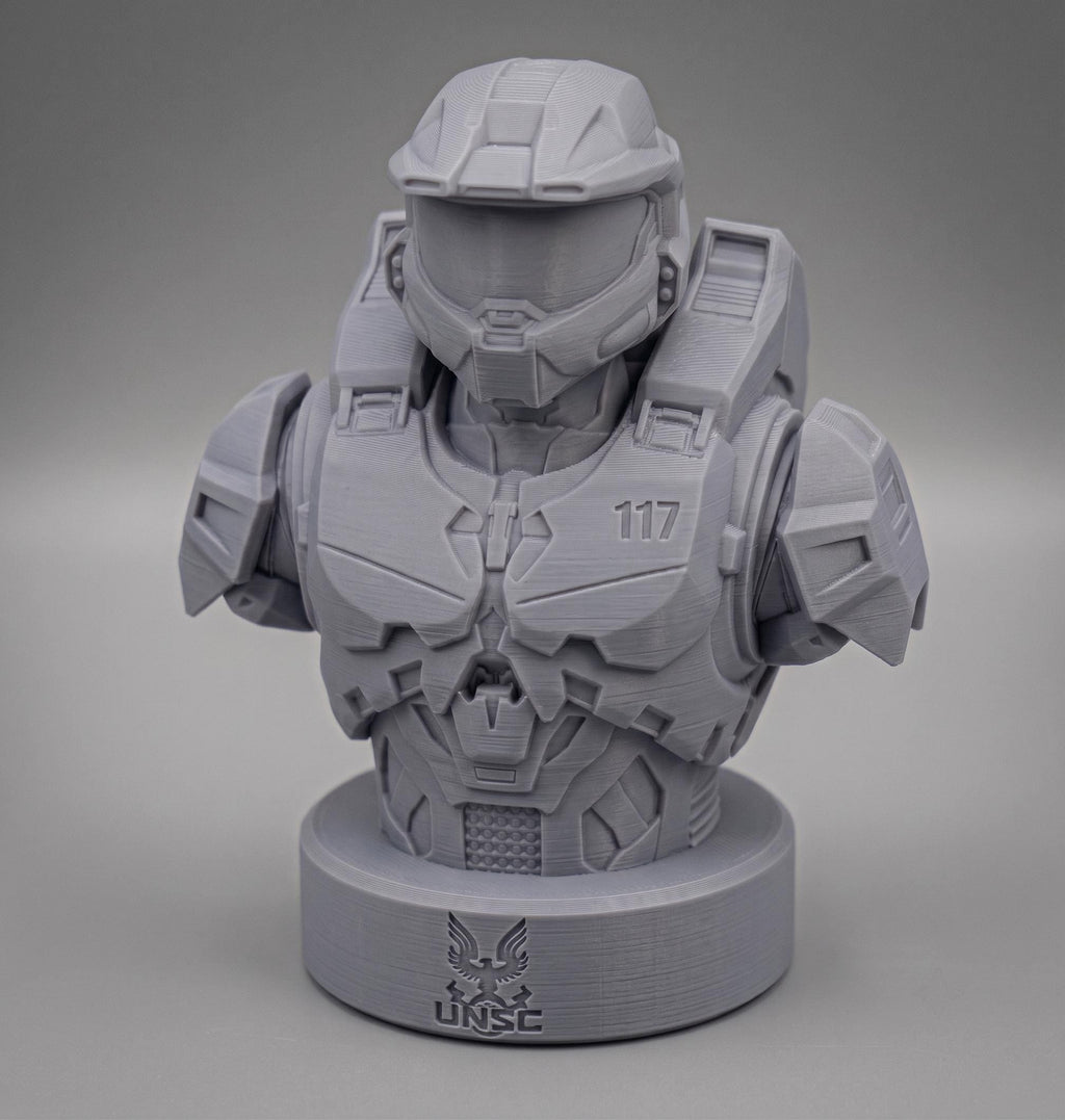 Spartan Soldier Bust – 180mm 3D Printed Sci-Fi Warrior Statue, Unpainted Collectible Figure, Video Game Inspired Fan Art