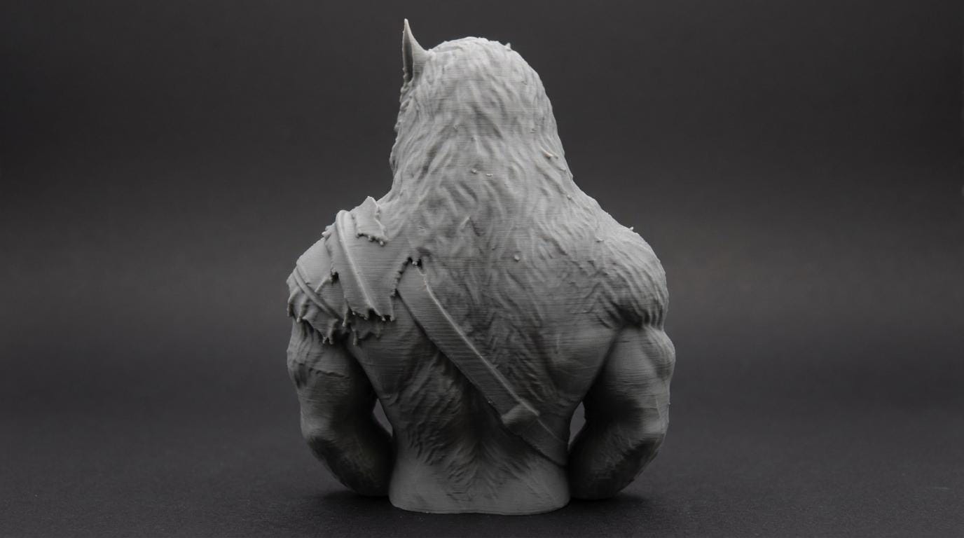 Werewolf Bust 110mm | Unpainted 3D Printed Fantasy Miniature | Hobby Painting Display Piece | Standard or Themed Plinth