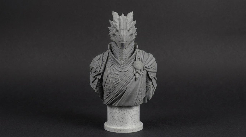 Dragonborn Bust 110mm | Unpainted 3D Printed Fantasy Miniature | Hobby Painting Display Piece | Standard or Themed Plinth
