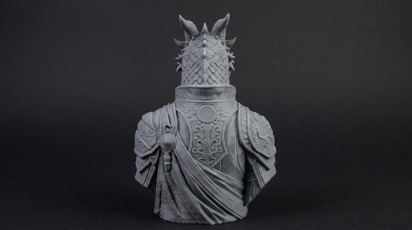 Dragonborn Bust 110mm | Unpainted 3D Printed Fantasy Miniature | Hobby Painting Display Piece | Standard or Themed Plinth