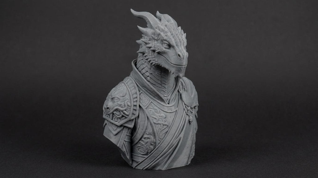 Dragonborn Bust 110mm | Unpainted 3D Printed Fantasy Miniature | Hobby Painting Display Piece | Standard or Themed Plinth