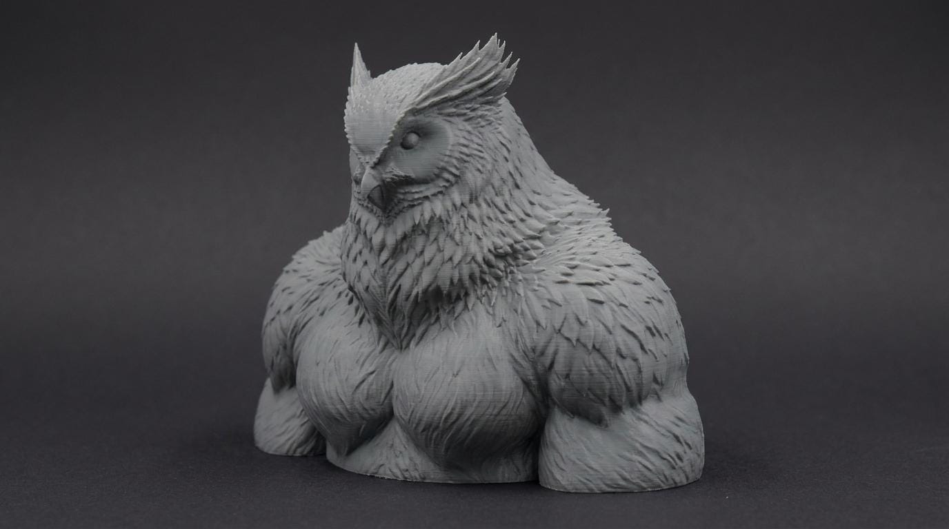 Owlbear Bust 110mm | Unpainted 3D Printed Fantasy Miniature | Hobby Painting Display Piece | Standard or Themed Plinth