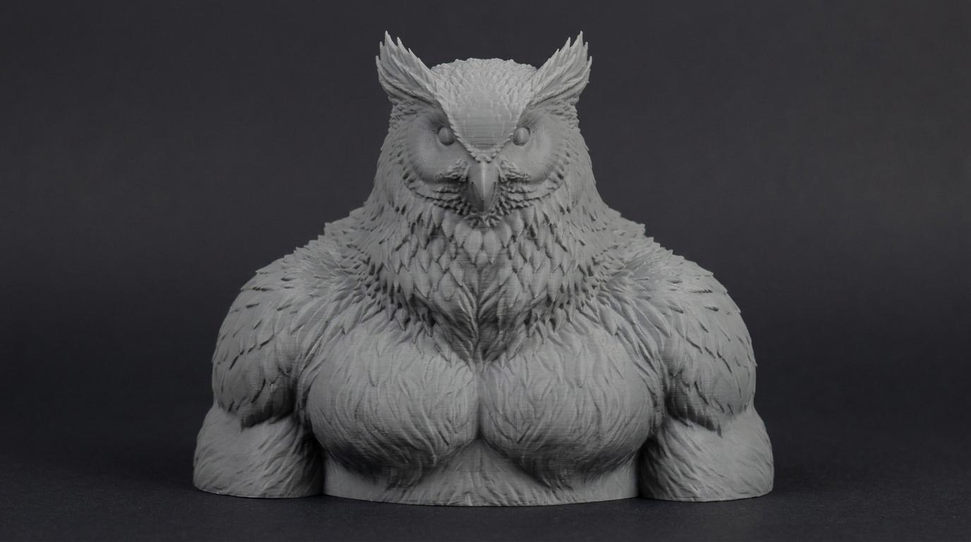 Owlbear Bust 110mm | Unpainted 3D Printed Fantasy Miniature | Hobby Painting Display Piece | Standard or Themed Plinth