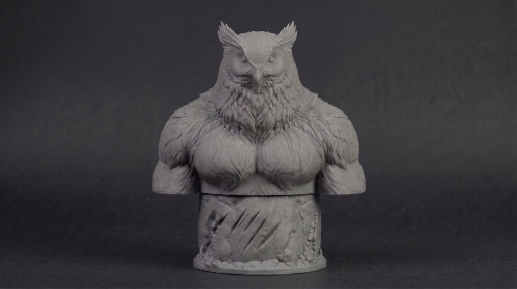 Owlbear Bust 110mm | Unpainted 3D Printed Fantasy Miniature | Hobby Painting Display Piece | Standard or Themed Plinth