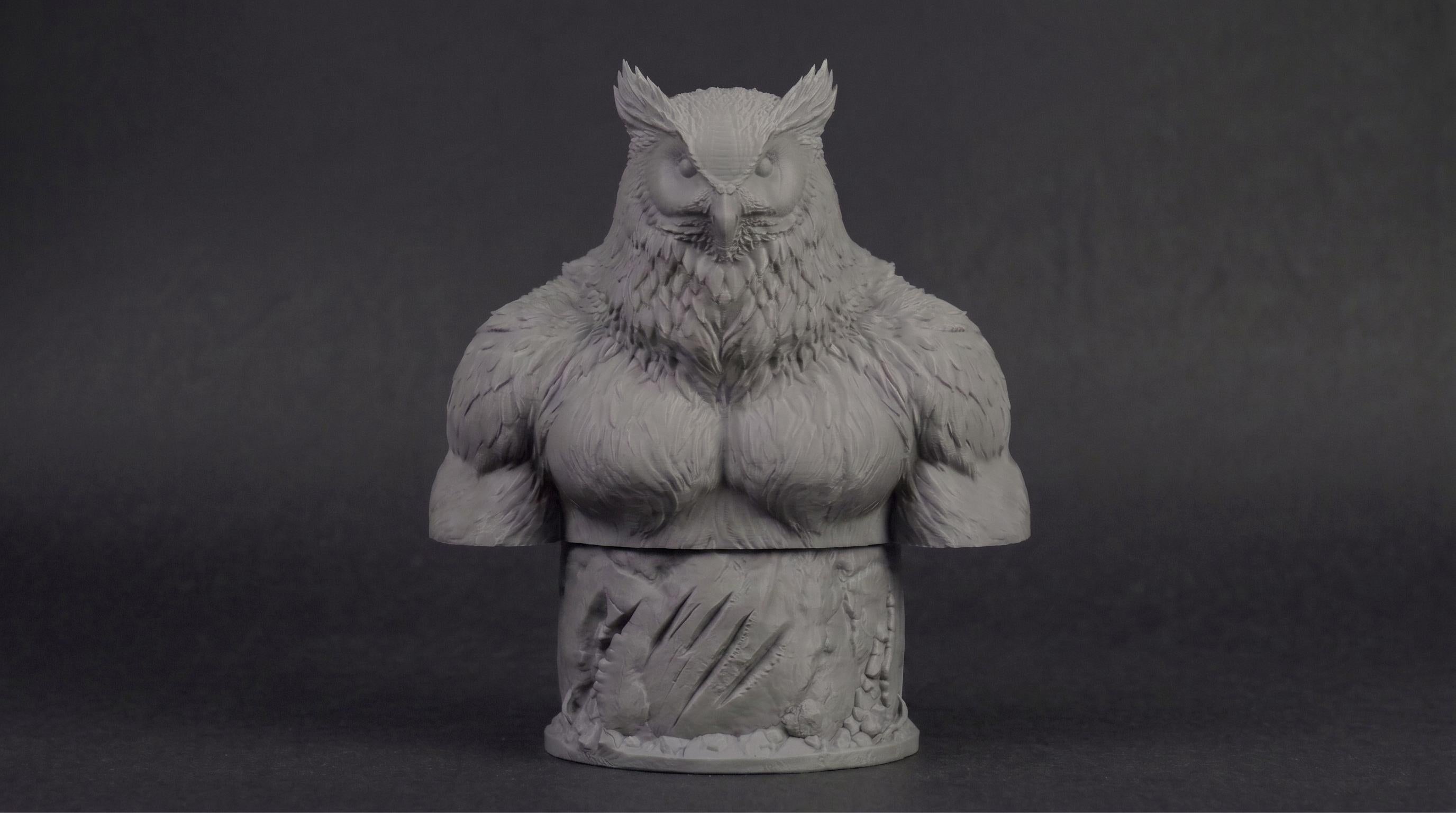 Owlbear Bust 110mm | Unpainted 3D Printed Fantasy Miniature | Hobby Painting Display Piece | Standard or Themed Plinth