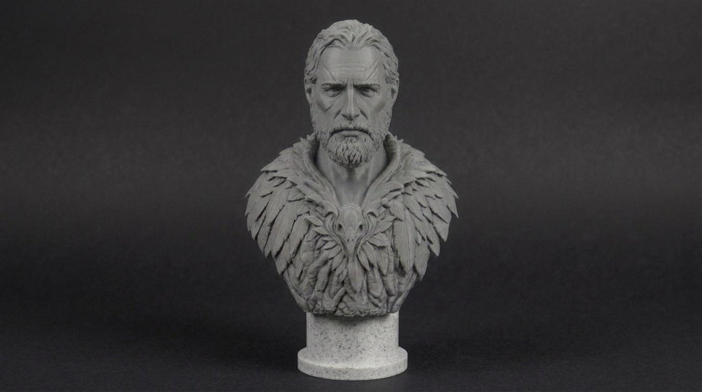 Druid Bust 110mm | Unpainted 3D Printed Fantasy Miniature | Hobby Painting Display Piece | Standard or Themed Plinth