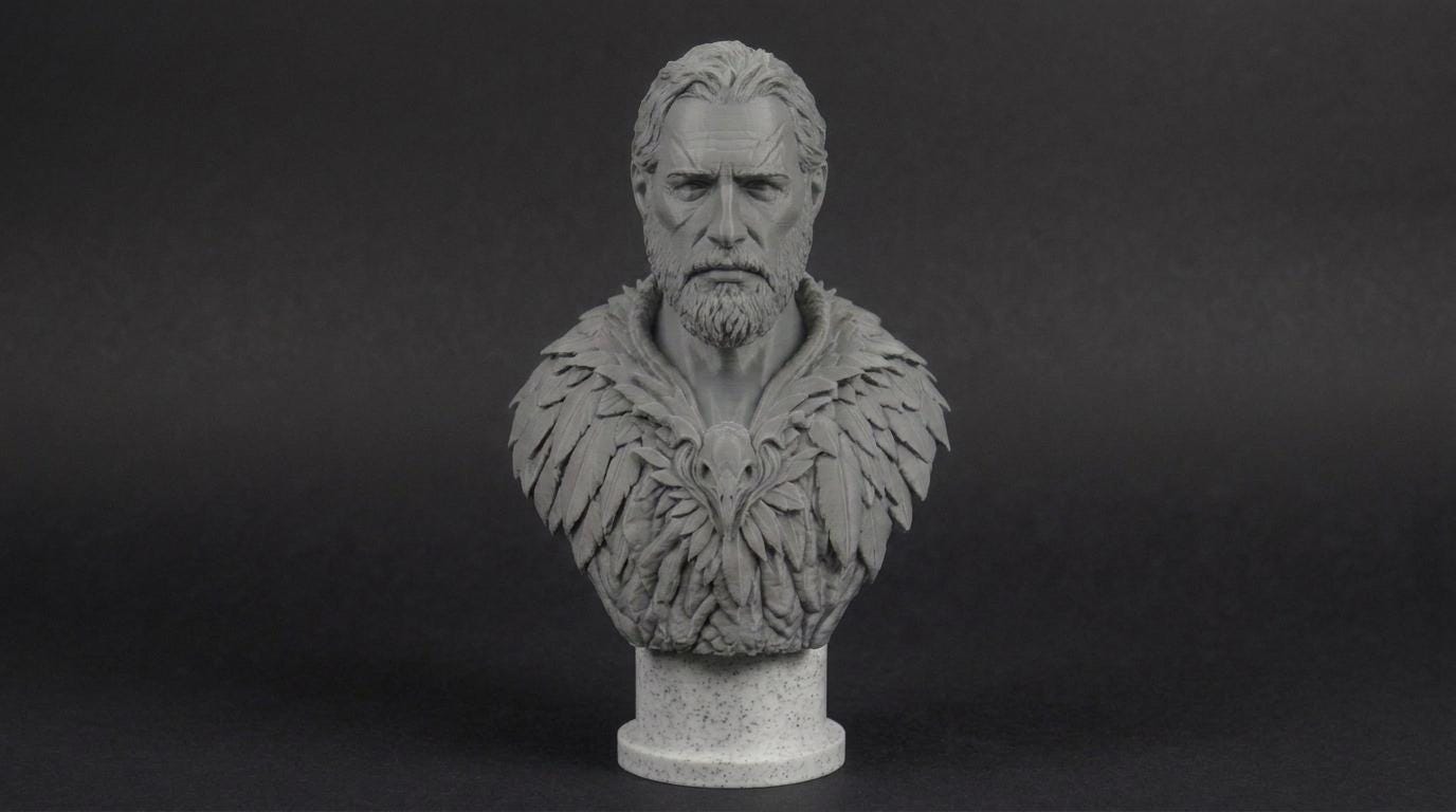 Druid Bust 110mm | Unpainted 3D Printed Fantasy Miniature | Hobby Painting Display Piece | Standard or Themed Plinth