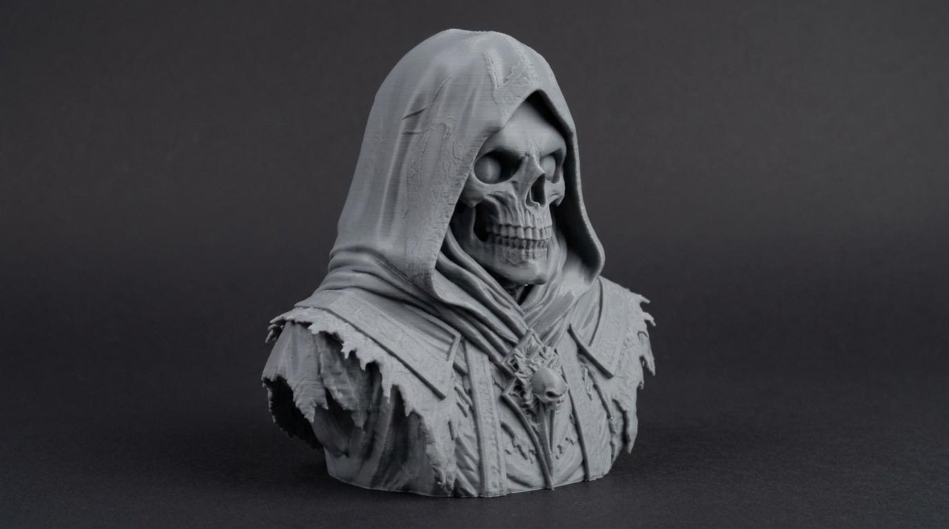 Necromancer Bust 110mm | Unpainted 3D Printed Fantasy Miniature | Hobby Painting Display Piece | Standard or Themed Plinth