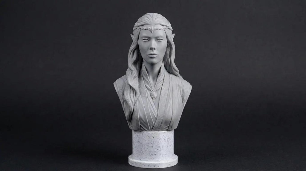 Elven Sorceress Bust 110mm | Unpainted 3D Printed Fantasy Miniature | Hobby Painting Display Piece | Standard or Themed Plinth