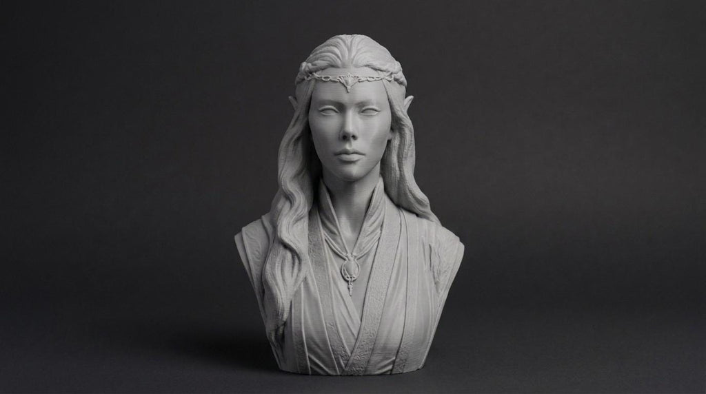 Elven Sorceress Bust 110mm | Unpainted 3D Printed Fantasy Miniature | Hobby Painting Display Piece | Standard or Themed Plinth