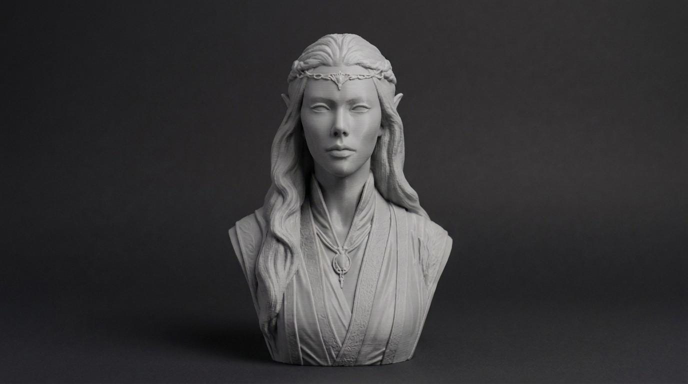 Elven Sorceress Bust 110mm | Unpainted 3D Printed Fantasy Miniature | Hobby Painting Display Piece | Standard or Themed Plinth