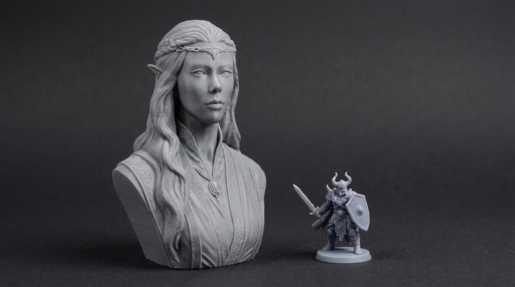 Elven Sorceress Bust 110mm | Unpainted 3D Printed Fantasy Miniature | Hobby Painting Display Piece | Standard or Themed Plinth