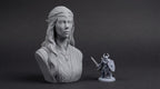 Elven Sorceress Bust 110mm | Unpainted 3D Printed Fantasy Miniature | Hobby Painting Display Piece | Standard or Themed Plinth