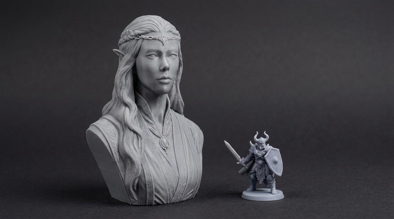 Elven Sorceress Bust 110mm | Unpainted 3D Printed Fantasy Miniature | Hobby Painting Display Piece | Standard or Themed Plinth