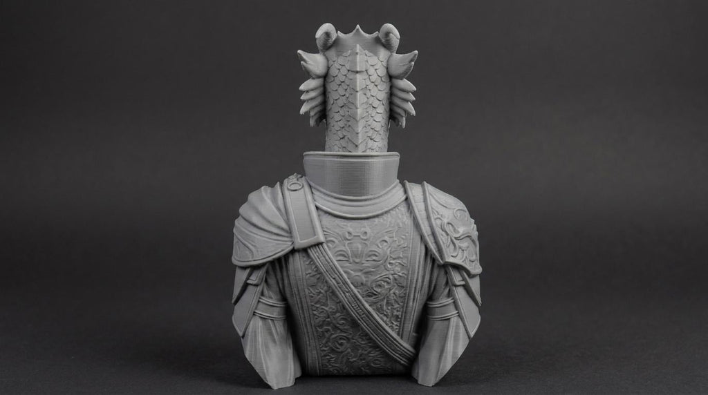 Female Dragonborn Bust 110mm | Unpainted 3D Printed Fantasy Miniature | Hobby Painting Display Piece | Standard or Themed Plinth