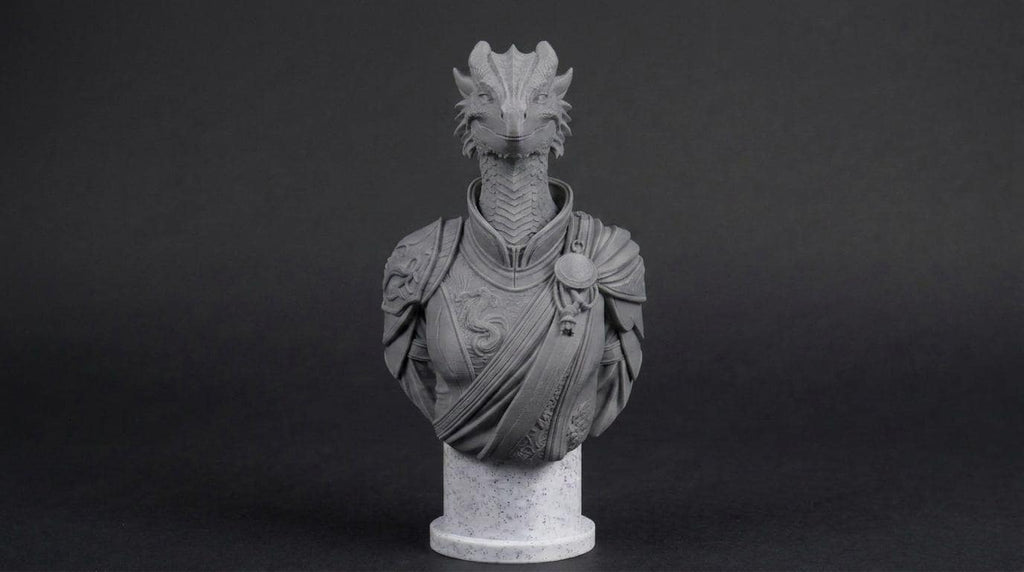 Female Dragonborn Bust 110mm | Unpainted 3D Printed Fantasy Miniature | Hobby Painting Display Piece | Standard or Themed Plinth