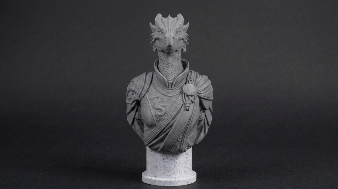 Female Dragonborn Bust 110mm | Unpainted 3D Printed Fantasy Miniature | Hobby Painting Display Piece | Standard or Themed Plinth