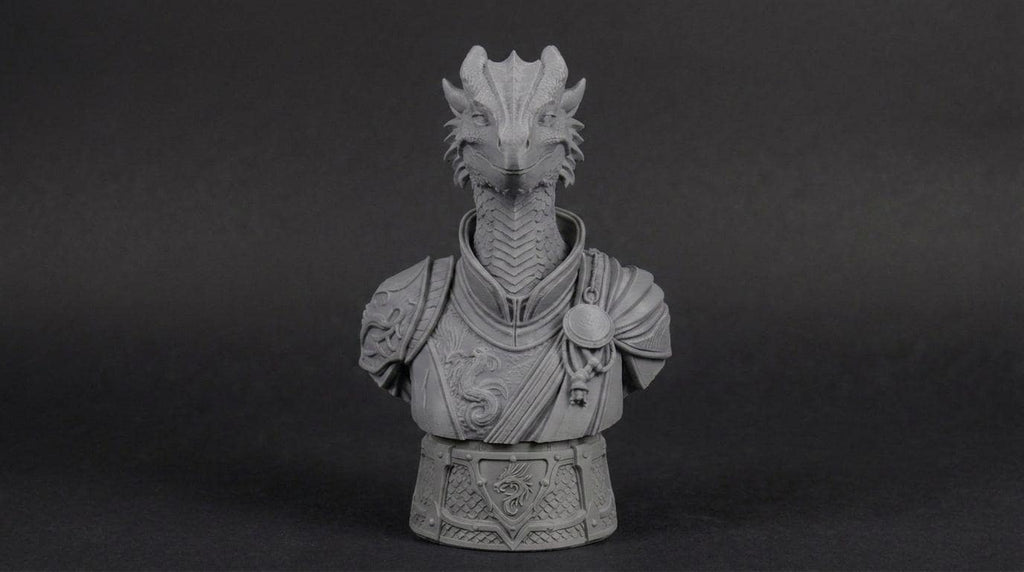 Female Dragonborn Bust 110mm | Unpainted 3D Printed Fantasy Miniature | Hobby Painting Display Piece | Standard or Themed Plinth