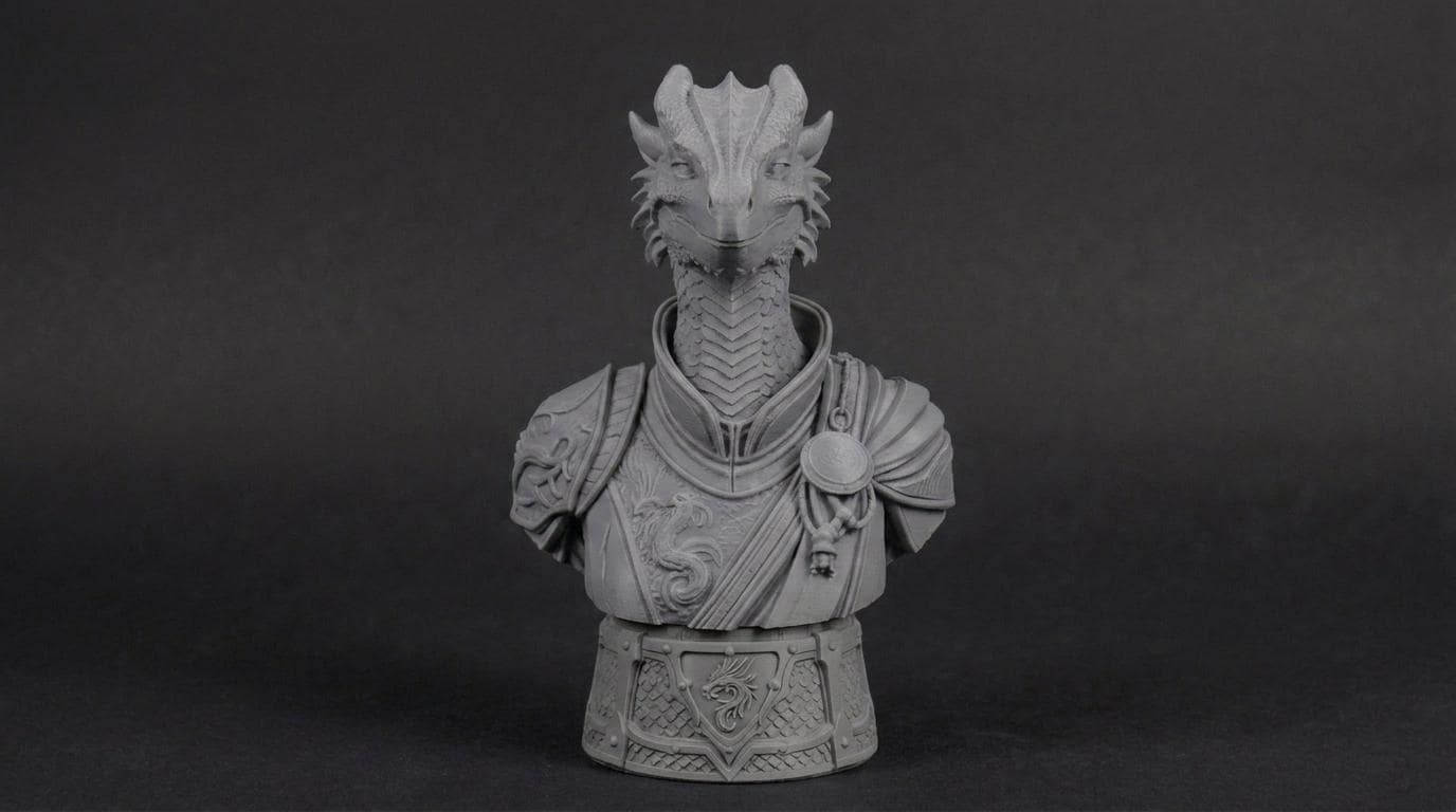 Female Dragonborn Bust 110mm | Unpainted 3D Printed Fantasy Miniature | Hobby Painting Display Piece | Standard or Themed Plinth