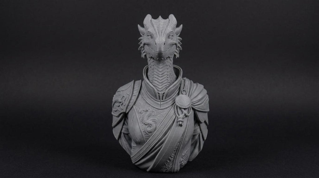 Female Dragonborn Bust 110mm | Unpainted 3D Printed Fantasy Miniature | Hobby Painting Display Piece | Standard or Themed Plinth