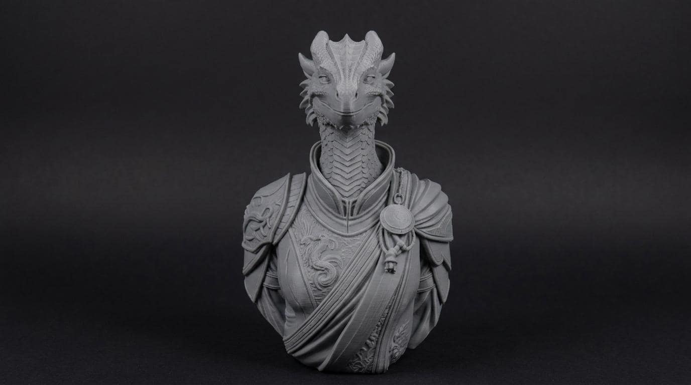 Female Dragonborn Bust 110mm | Unpainted 3D Printed Fantasy Miniature | Hobby Painting Display Piece | Standard or Themed Plinth