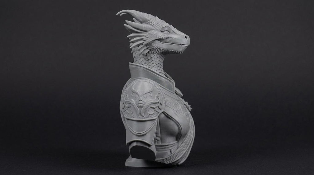 Female Dragonborn Bust 110mm | Unpainted 3D Printed Fantasy Miniature | Hobby Painting Display Piece | Standard or Themed Plinth