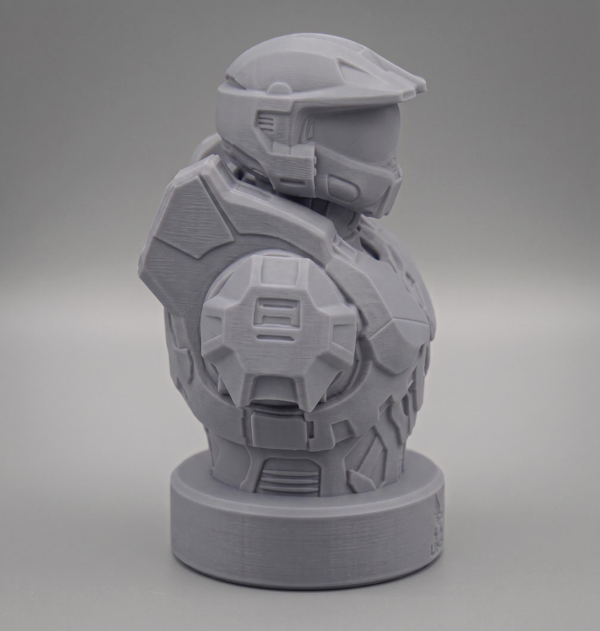 Spartan Soldier Bust – 180mm 3D Printed Sci-Fi Warrior Statue, Unpainted Collectible Figure, Video Game Inspired Fan Art