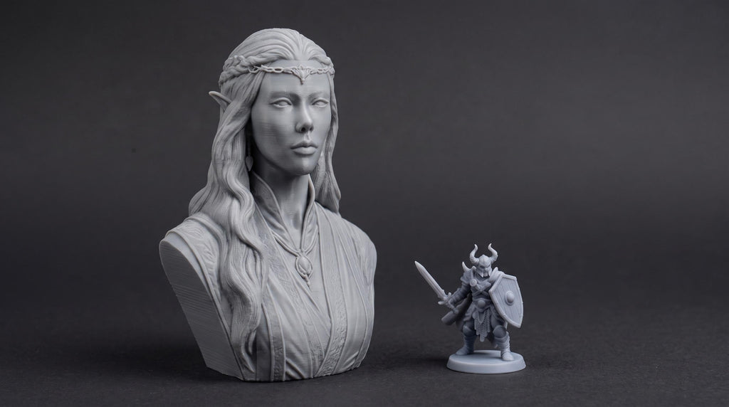 Elven Sorceress Bust 110mm | Unpainted 3D Printed Fantasy Miniature | Hobby Painting Display Piece | Standard or Themed Plinth