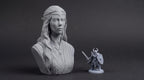 Elven Sorceress Bust 110mm | Unpainted 3D Printed Fantasy Miniature | Hobby Painting Display Piece | Standard or Themed Plinth