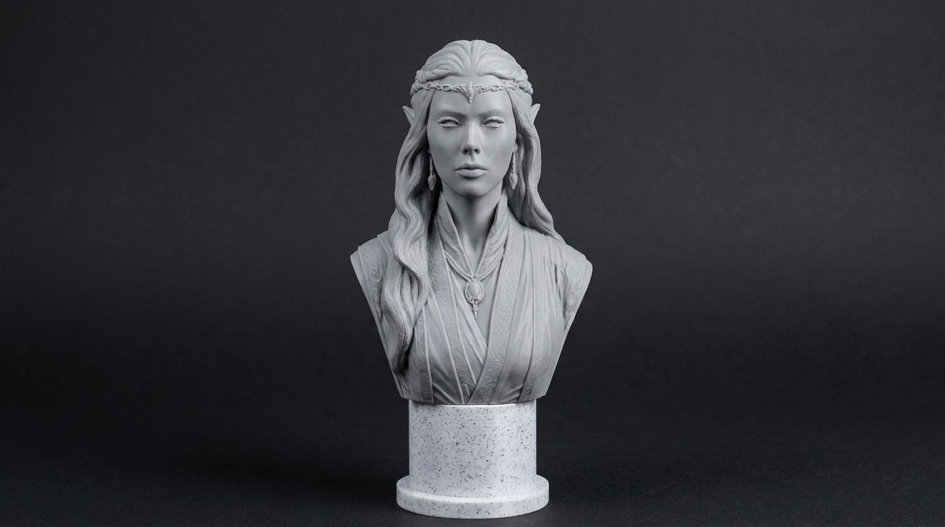 Elven Sorceress Bust 110mm | Unpainted 3D Printed Fantasy Miniature | Hobby Painting Display Piece | Standard or Themed Plinth