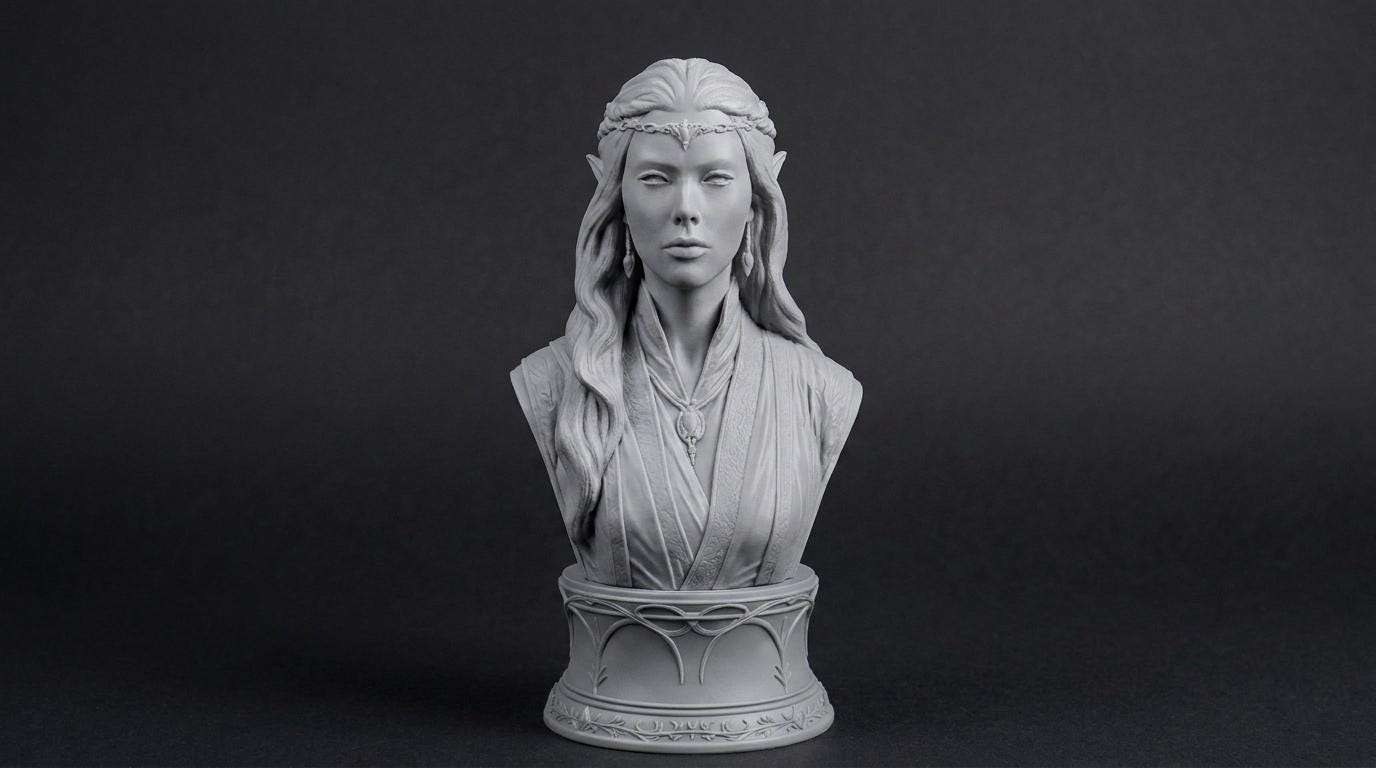 Elven Sorceress Bust 110mm | Unpainted 3D Printed Fantasy Miniature | Hobby Painting Display Piece | Standard or Themed Plinth