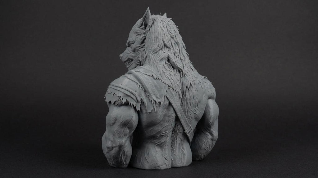 Werewolf Bust 110mm | Unpainted 3D Printed Fantasy Miniature | Hobby Painting Display Piece | Standard or Themed Plinth