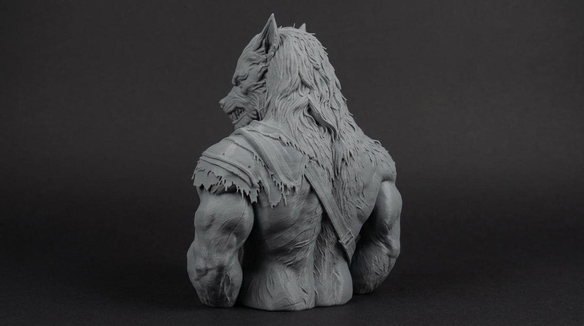 Werewolf Bust 110mm | Unpainted 3D Printed Fantasy Miniature | Hobby Painting Display Piece | Standard or Themed Plinth